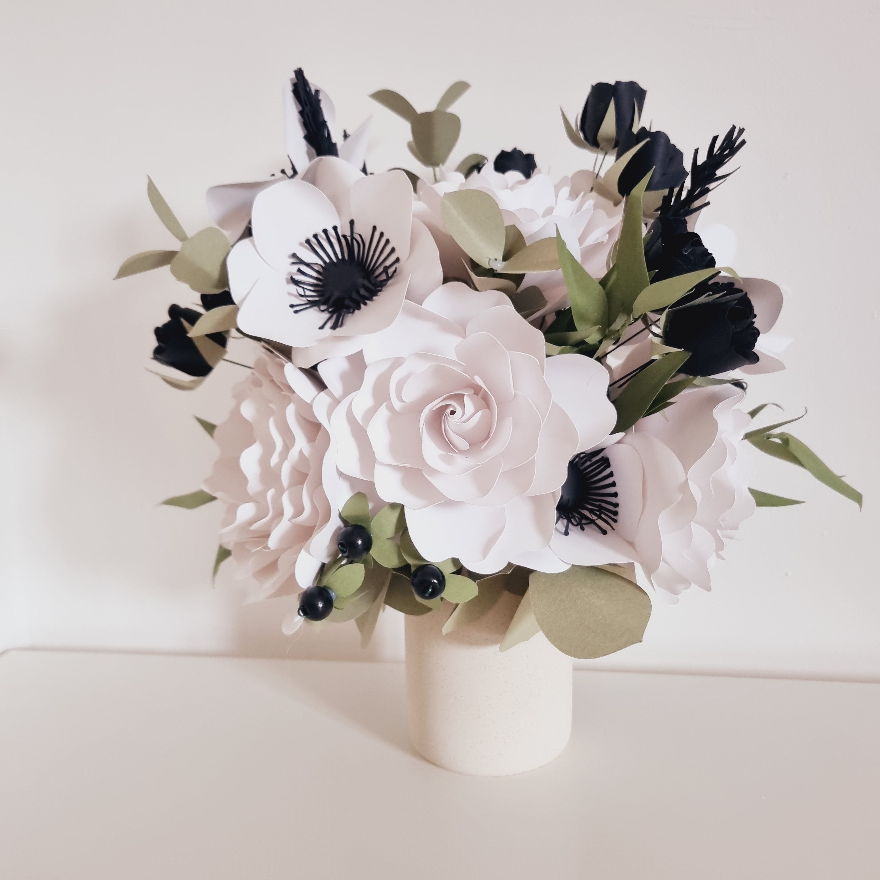 Paper Flower Arrangement - Black & White